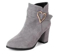 CHICMARK Stivaletti invernali da donna con punta rotonda e tacco a blocco, grigio., 39 EU