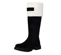CHICMARK Stivali Mid-Calf da donna in pelle scamosciata sintetica con fodera in pelliccia sintetica, tacco 3 cm e cerniera laterale per l'inverno, Nero , 34 EU