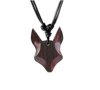 CHICNET Catena in legno Nara fatta a mano: albero della vita, uomo nella luna, testa di volpe, baby geco, ciondolo divino - gioielli in legno naturale con catena di cotone regolabile liberamente,