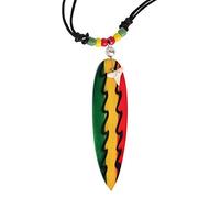 CHICNET - Collana da Surfista Legno con Ciondolo a Forma di Dente di squalo, Dipinta Cotone Regolabile Acciaio Inossidabile, Alberi di Rasta