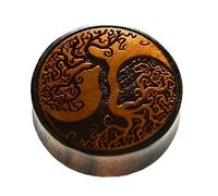 CHICNET Flesh Plug Yggdrasil Albero della Vita Yin Yang Legno Sono Jackfruit Double Flared Tunnel Expander Dehner, Piercing per orecchio da donna e uomo vichingo Viking Celtic
