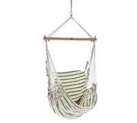 Chico Hammock Chair Cotton Including Swivel, Carabiner And Chain 2 White-Green verde