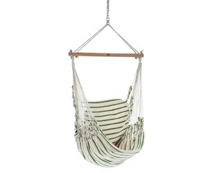 Chico Hammock Chair Cotton Including Swivel, Carabiner And Chain 2 White-Green vert