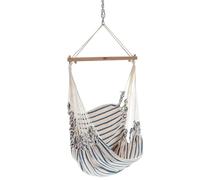 Chico Hammock Chair Cotton Including Swivel, Carabiner And Chain 3 White-Blue azurro