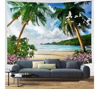 CHICORANGE Arazzo 3D con vista sulla finestra dell'oceano, appeso a parete, sole, tramonto, mare, spiaggia, paesaggi panoramici, for camera da letto, soggiorno, decorazioni for la casa(Y05,130.00 x 15