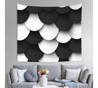 CHICORANGE Arazzo da Parete, Geometria in Bianco e Nero 72x92 Pollici Poster Arazzi Arazzo Hippie Estetico Appeso a Parete Stampa Artistica in Stoffa for Festival Feste Casa Camera da Letto Soggiorno
