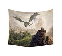 CHICORANGE Arazzo Fantasy con Castello Medievale, Draghi Volanti, Appeso a Parete, arazzi con paesaggi magici, Arte da Parete for Camera da Letto, Soggiorno(Y02,150.00 x 200.00 CMS)