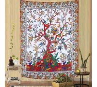 CHICORANGE Arazzo Vintage con Fiori e Uccelli, Piante, Foglie e Fiori, da Appendere alla Parete, Verticale, for l'identificazione della Natura, for Camera da Letto, Soggiorno, dormitorio(Red,100.00 x