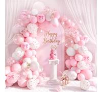 Chicpant 66 Pezzi Palloncino Rosa E Bianco E Trasparente Modello Fiocco Palloncino Compleanno Rosa Silicone Kit Compleanno Nastro Rosa Incluso Matrimoni Fidanzamento Feste Prenatali