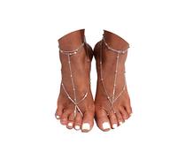 Chicque Sandali da spiaggia con perline a piedi nudi per matrimonio a catena per piedi per donne e ragazze, 1 paio, Free size, Metallo, Senza pietra preziosa