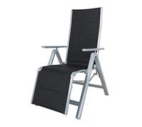 Chicreat Sedia a Sdraio Relax Pieghevole, Struttura in Alluminio, Argento/Nero