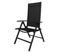 Chicreat Sedia Pieghevole da Campeggio con Schienale Alto, Nero, Alluminio