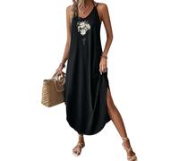 Chicrise Abito Lungo Donna Elegante Vestito Senza Maniche Estivo 2025 Vestito Spiaggia Morbido e Confortevole Nero Grand 42-44