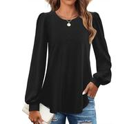 Chicrise Camicia Donna Traforato Elegante Blusa Cerimonia Versatile Top Maniche a Palloncino Nero Grande 42-44 L