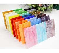 CHICSHIS Set di 26 pannelli in vetro colorato, opachi, per progetti artistici, pannelli in vetro colorato in diversi colori, da chiaro a scuro, 4 x 6 pollici