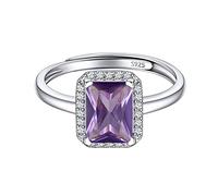 ChicSilver Anelli Argento 925 Donna Regolabili Anelli con Granato, Anello con Pietra Rettangolare Pietra Febbraio Confezione Regalo