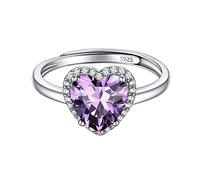 ChicSilver Anelli Argento 925 Donna Regolabili Anelli Con Granato, Anello Cuore Donna Pietra Febbraio Confezione Regalo