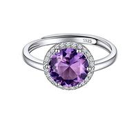 ChicSilver Anelli Argento 925 Donna Regolabili Anelli Con Granato, Anello Rotondo Donna Pietra Febbraio Confezione Regalo
