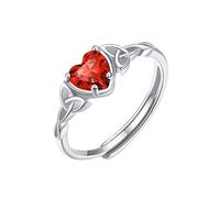 ChicSilver Anelli Donna Argento 925 Regolabili con Rubino Pietra Portafortuna Luglio Anelli Argento Regolabili con Pietra Cuore Anello Rubino Donna con Confezione Regalo