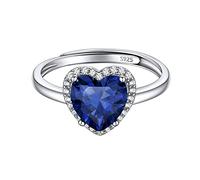 ChicSilver Anelli Donna Regolabili Anello Con Pietra Azzurra, Cuore Anello Pietra Blu Argento Regolabile Pietra Settembre Confezione Regalo
