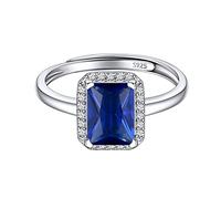 ChicSilver Anelli Donna Regolabili Con Pietra Azzurra Argento 925, Anello Blu Regolabile Settembre Confezione Regalo