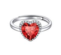 ChicSilver Anelli In Argento Anelli Argento 925 Regolabili, Anello con Pietra Cuore Regolabile Donna Pietra Rubino Pietra Luglio Confezione Regalo