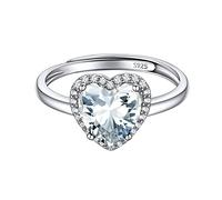 ChicSilver Anelli Regolabili Donna con Opale Vero, Anelli Donna Cuore Argento 925 Opale Pietra Aprile Confezione Regalo