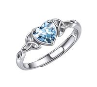ChicSilver Anello Acquamarina Anelli Donna Argento 925 Regolabili con Acquamarina Pietra Portafortuna Marzo Anello Argento Con Pietra Acquamarina Anelli Donna Cuore con Confezione Regalo