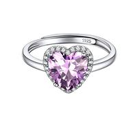 ChicSilver Anello Argento 925 Regolabile Donna Pietra Portafortuna 12 Mesi Forma Cuore, Confezione Regalo