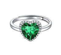 ChicSilver Anello Argento 925 Regolabile Donna Pietra Portafortuna 12 Mesi Forma Cuore, Confezione Regalo
