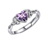 ChicSilver Anello Donna Argento Ametista con Ametista Pietra Portafortuna Febbraio Anelli Donna Ametista Regolabili Argento con Pietra Cuore Regalo per Ragazza con Confezione Regalo