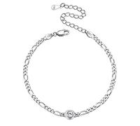 ChicSilver Bracciale Donna Argento 925 Pietra Rotonda Bracciale Argento Catena Sottile Aprile Diamante Bracciale Donna Catena Argento