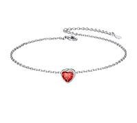 ChicSilver Cavigliera Donna Argento 925 Pietra Cuoricino Luglio Rubino Cavigliera D Argento Regolabile Cavigliera Argento Chirurgico
