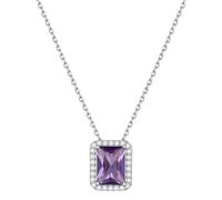 ChicSilver Ciondolo Argento Ametista Collana Ametista Donna, Collana Ciondolo Ametista Febbraio Pietra Rettangolare Confezione Regalo