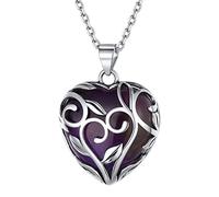 ChicSilver Collana a forma di cuore in argento 925, con 12 pietre portafortuna da donna e ragazza, con nodo celtico, alla moda, per matrimoni, feste, Argento sterling, Ametista