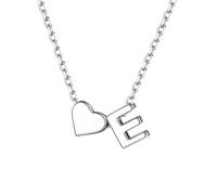 ChicSilver Collana Argento 925 Donna, Collana Donna Argento Cuore con Iniziale Lettera E Lunga 41+5CM, Ciondolo Lettera Ragazza Amicizia Idee Regalo per Compleanno Anniversario Natale