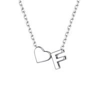 ChicSilver Collana Argento 925 Donna, Collana Donna Argento Cuore con Iniziale Lettera F Lunga 41+5CM, Ciondolo Lettera Ragazza Amicizia Idee Regalo per Compleanno Anniversario Natale