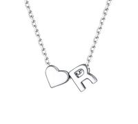 ChicSilver Collana Argento 925 Donna, Collana Donna Argento Cuore con Iniziale Lettera R Lunga 41+5CM, Ciondolo Lettera Ragazza Amicizia Idee Regalo per Compleanno Anniversario Natale