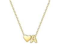 ChicSilver Collana Argento 925 Donna, Collana Donna Oro Cuore con Iniziale Lettera A Lunga 41+5CM, Ciondolo Lettera Ragazza Amicizia Idee Regalo per Compleanno Anniversario Natale