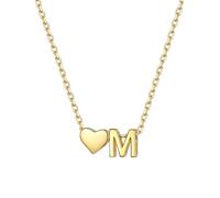 ChicSilver Collana Argento 925 Donna, Collana Donna Oro Cuore con Iniziale Lettera M Lunga 41+5CM, Ciondolo Lettera Ragazza Amicizia Idee Regalo per Compleanno Anniversario Natale