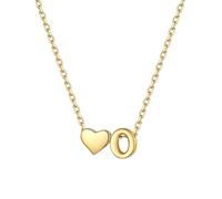 ChicSilver Collana Argento 925 Donna, Collana Donna Oro Cuore con Iniziale Lettera O Lunga 41+5CM, Ciondolo Lettera Ragazza Amicizia Idee Regalo per Compleanno Anniversario Natale
