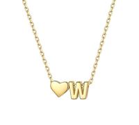 ChicSilver Collana Argento 925 Donna, Collana Donna Oro Cuore con Iniziale Lettera W Lunga 41+5CM, Ciondolo Lettera Ragazza Amicizia Idee Regalo per Compleanno Anniversario Natale