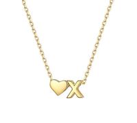 ChicSilver Collana Argento 925 Donna, Collana Donna Oro Cuore con Iniziale Lettera X Lunga 41+5CM, Ciondolo Lettera Ragazza Amicizia Idee Regalo per Compleanno Anniversario Natale