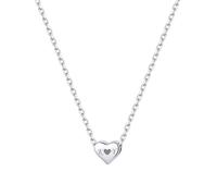 ChicSilver Collana Argento 925 Donna in Oro Bianco, Collana Donna Argento con Cuore Lunga 41+5cm, Catenina Ciondolo Personalizzata Punto Luce Ragazza Bambina Amicizia Idee Regalo