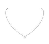 ChicSilver Collana Argento 925 Donna in Oro Bianco, Collana Donna Argento con Iniziale Lettera K Lunga 40+5CM, Ciondolo Lettera Ragazza Idee Regalo per Compleanno Anniversario