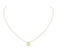 ChicSilver Collana Argento 925 Donna in Oro Bianco, Collana Donna Oro con Iniziale Lettera A Lunga 40+5CM, Ciondolo Lettera Ragazza Idee Regalo per Compleanno Anniversario