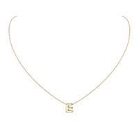 ChicSilver Collana Argento 925 Donna in Oro Bianco, Collana Donna Oro con Iniziale Lettera E Lunga 40+5CM, Ciondolo Lettera Ragazza Idee Regalo per Compleanno Anniversario