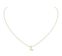 ChicSilver Collana Argento 925 Donna in Oro Bianco, Collana Donna Oro con Iniziale Lettera L Lunga 40+5CM, Ciondolo Lettera Ragazza Idee Regalo per Compleanno Anniversario