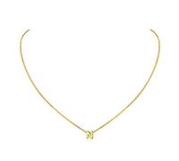 ChicSilver Collana Argento 925 Donna in Oro Bianco, Collana Donna Oro con Iniziale Lettera N Lunga 40+5CM, Ciondolo Lettera Ragazza Idee Regalo per Compleanno Anniversario