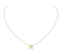 ChicSilver Collana Argento 925 Donna in Oro Bianco, Collana Donna Oro con Iniziale Lettera R Lunga 40+5CM, Ciondolo Lettera Ragazza Idee Regalo per Compleanno Anniversario